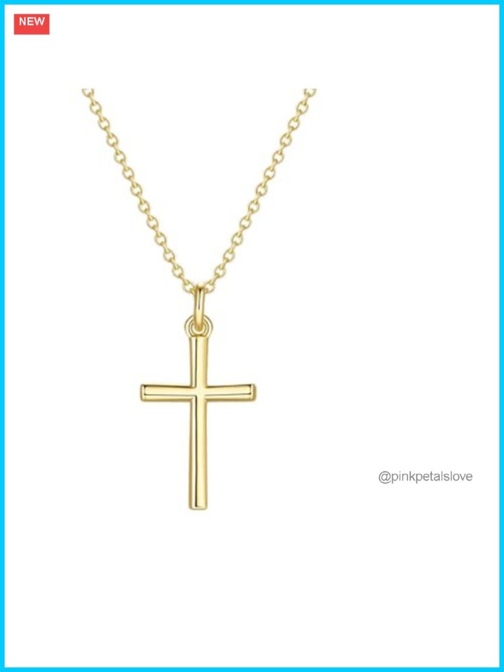 14k Gold Plated Cross Necklace Adjustable Chain Pendant